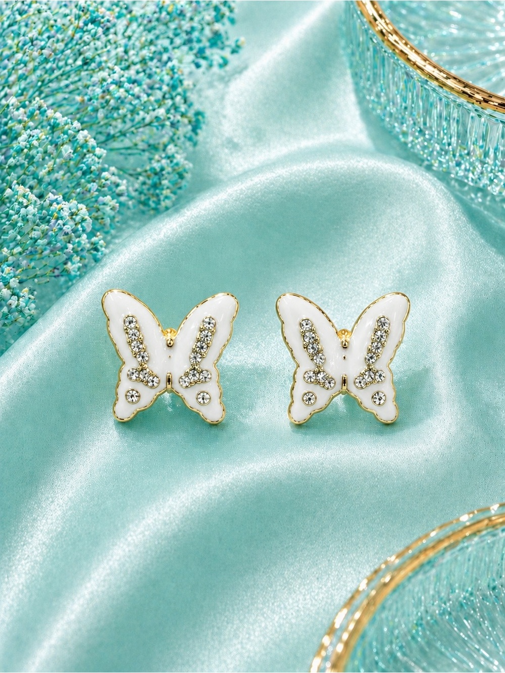 ❤️ SPECIAL CLEARANCE White Butterfly Crystal Stud Earrings